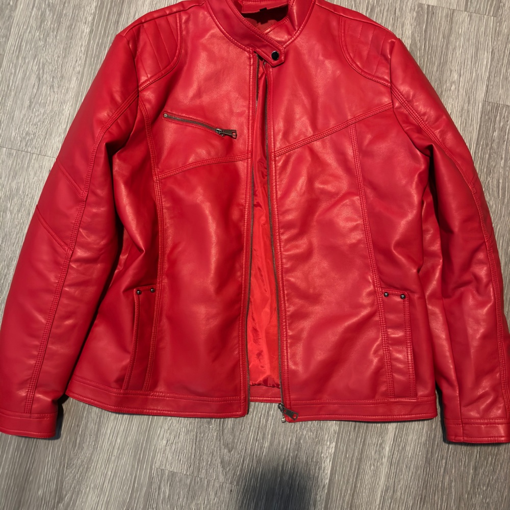 Men’s Red Faux Leather Jacket
